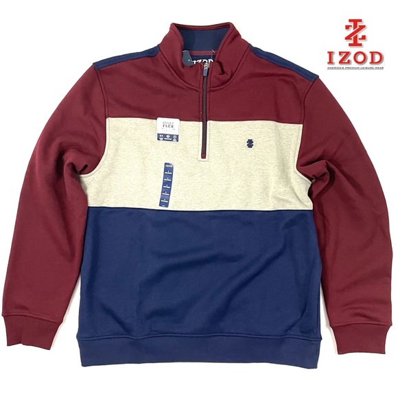 IZOD mens pullover zipper sweatshirt - Picture 2 of 3